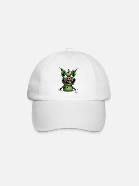 Lustiges Gruseliges Zombie Schwein - Baseballkappe - Weiß/Weiß