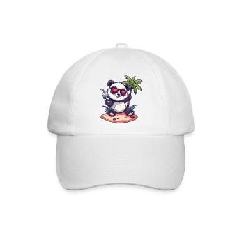 Panda Sommer Strand Comic - Baseballkappe - Weiß/Weiß - Vorne