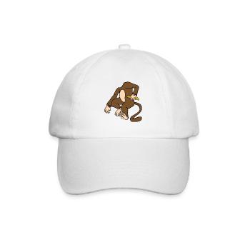 Affe Körper Mit Einer Banane Lustiger Affen-Primat - Baseballkappe - Weiß/Weiß - Vorne