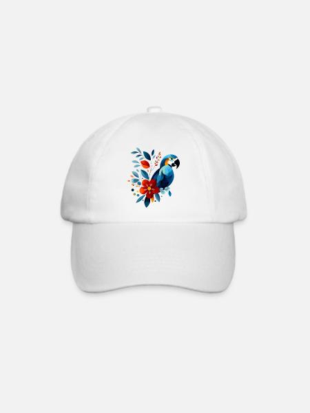 Floraler Papagei - Baseballkappe - Weiß/Weiß