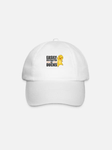 Leicht abgelenkt von Enten - süße Ente - Baseballkappe - Weiß/Weiß