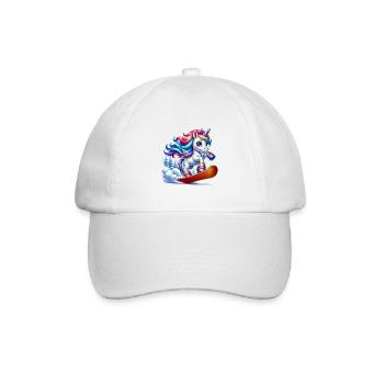 Cute Snowboarder Unicorn - Baseballkappe - Weiß/Weiß - Vorne