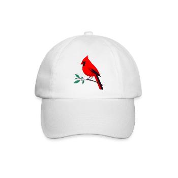 Knalliger Kardinal auf Zweig - Baseballkappe - Weiß/Weiß - Vorne