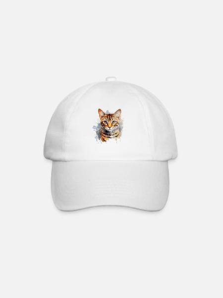 Bengal Katze - Baseballkappe - Weiß/Weiß