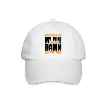 Looking At My Wife, Damn She Is A Lucky Woman 3 - Baseballkappe - Weiß/Weiß - Vorne