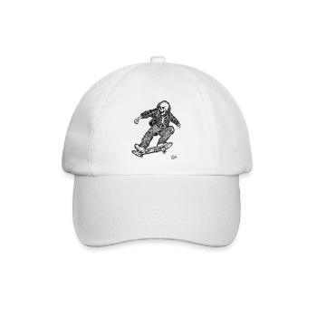 Dreckiger, fieser Skateboarder mit Totenkopf - Baseballkappe - Weiß/Weiß - Vorne