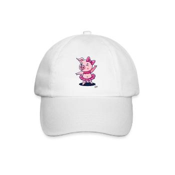 Niedliches Schweinchen Schwein als Ballerina - Baseballkappe - Weiß/Weiß - Vorne