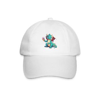 Drache Drachen Kind Kinder Eiskrem Baby - Baseballkappe - Weiß/Weiß - Vorne