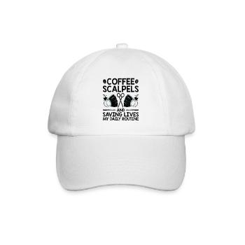 Kaffeeskalpelle und die Rettung von Leben Meine tägliche Routine - Baseballkappe - Weiß/Weiß - Vorne