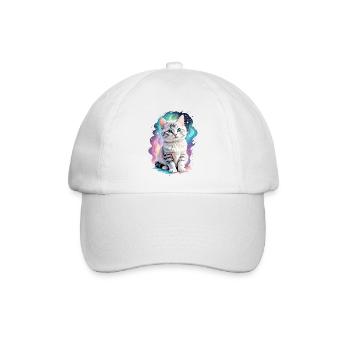 Kosmische katzenhafte Eleganz Cosmic Feline - Baseballkappe - Weiß/Weiß - Vorne