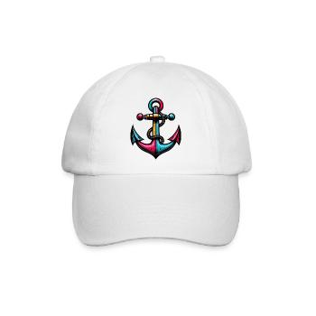 Ein Anker - Baseballkappe - Weiß/Weiß - Vorne