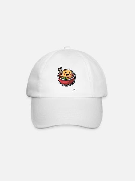 Super Witziger Pixel Tofu Ramen - Baseballkappe - Weiß/Weiß