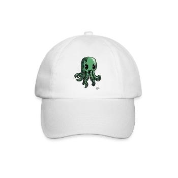 Lustiger Grüner Pixel-Oktopus-Krake - Baseballkappe - Weiß/Weiß - Vorne