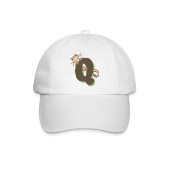 Katze Buchstabe Q - Baseballkappe - Weiß/Weiß - Vorne