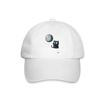 Süße Katze unter Mond und Sternen - Baseballkappe - Weiß/Weiß - Vorne