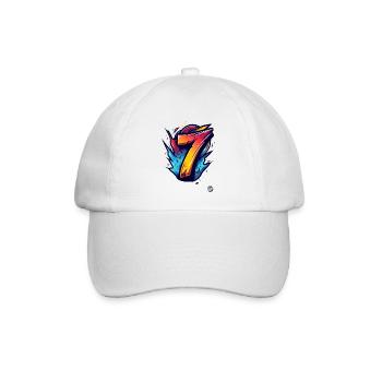 Knalliges "7" Design mit explosiven Farben - Baseballkappe - Weiß/Weiß - Vorne