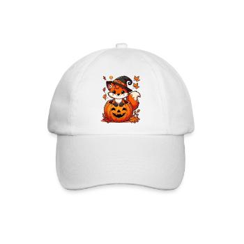 Halloween-Fuchs im Kürbis:Süßer Gruselspaß - Baseballkappe - Weiß/Weiß - Vorne