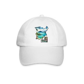 Aquarell Landkarte Ko Samui - Baseballkappe - Weiß/Weiß - Vorne