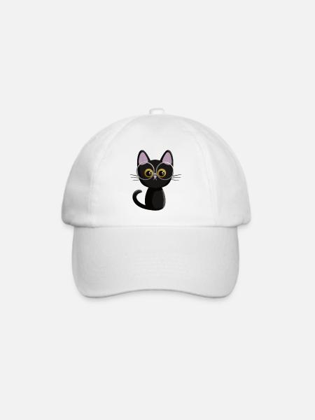 Schwarze Katze - Baseballkappe - Weiß/Weiß