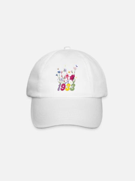 Geburtsjahr 1933 Wildblumen - Baseballkappe - Weiß/Weiß