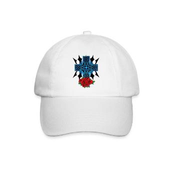 Halloween Kreuz Kreuze Kruzifix Rosen Tod Jenseits - Baseballkappe - Weiß/Weiß - Vorne