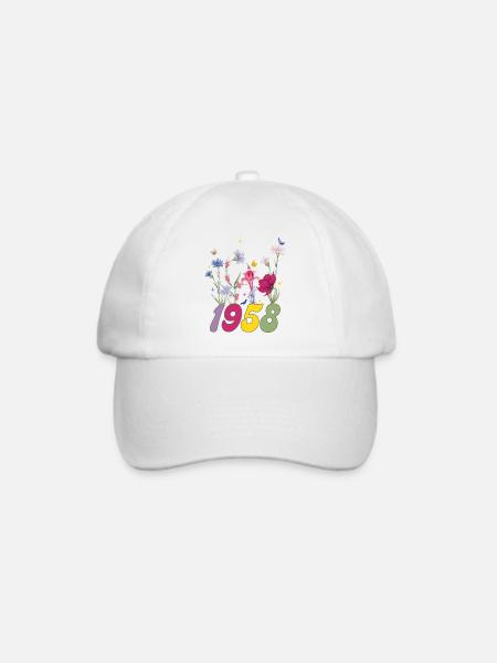 Geburtsjahr 1958 Wildblumen - Baseballkappe - Weiß/Weiß