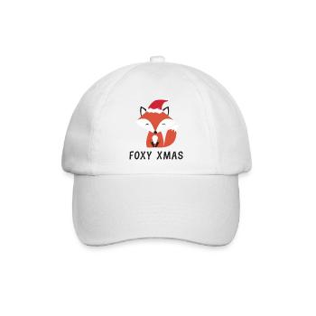 Niedlicher Fuchs mit Weihnachtsmütze Foxy Xmas - Baseballkappe - Weiß/Weiß - Vorne