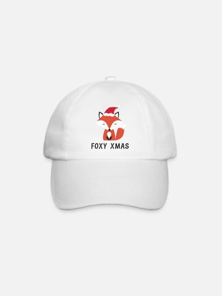 Niedlicher Fuchs mit Weihnachtsmütze Foxy Xmas - Baseballkappe - Weiß/Weiß