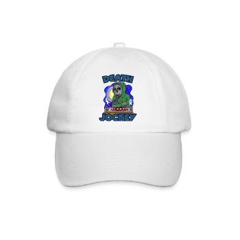 Death Jockey DJ Lustig Gruseliger Schädel Skelett Humor - Baseballkappe - Weiß/Weiß - Vorne