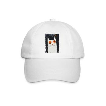 Die Kunst der Überraschung – Eine Katze - Baseballkappe - Weiß/Weiß - Vorne