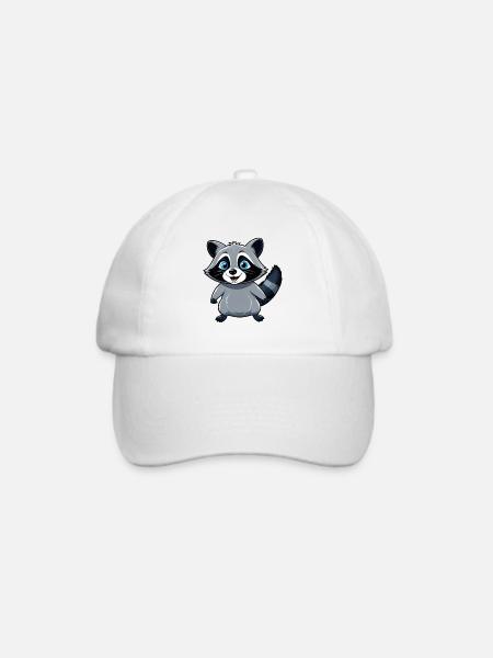 Niedlicher kleiner Waschbär mit blauen Augen - Baseballkappe - Weiß/Weiß