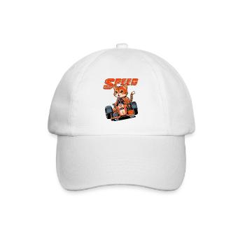 Schneller katzenartiger Rennfahrer Fast Feline - Baseballkappe - Weiß/Weiß - Vorne