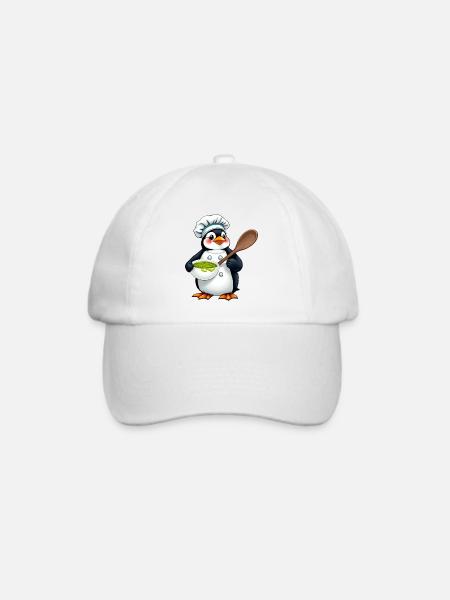 Pesto-Pinguin – Meister der süßen Küche - Baseballkappe - Weiß/Weiß