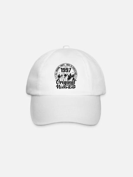 1997 November Original 27 Jahre altes Geburtstagsgeschenk - Baseballkappe - Weiß/Weiß