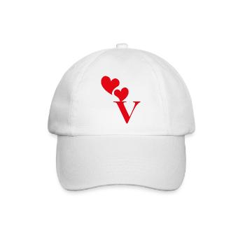 Buchstabe v rotes Herz - Baseballkappe - Weiß/Weiß - Vorne
