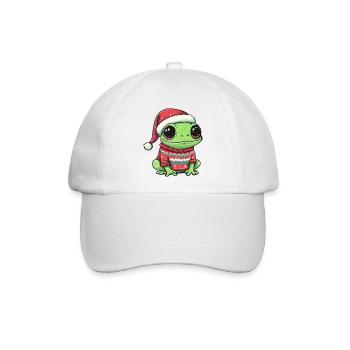 Frosch Weihnachten Comic - Baseballkappe - Weiß/Weiß - Vorne