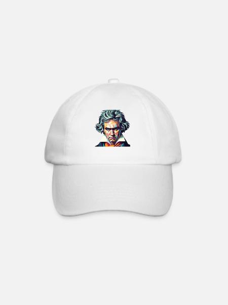Beethoven Polygon Geometrische Kunst - Baseballkappe - Weiß/Weiß