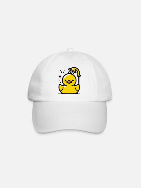 Quietschente gelbe Ente Dusche - Baseballkappe - Weiß/Weiß