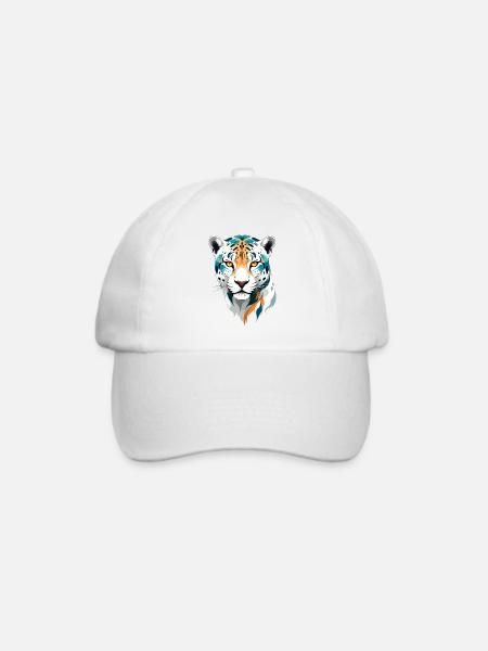Leopard Vektor Kunst Lebendige Farben Illustration - Baseballkappe - Weiß/Weiß