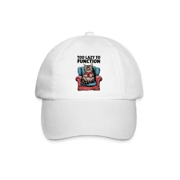 Faule Katze Zu faul zum Funktionieren Lustiger Humor Design - Baseballkappe - Weiß/Weiß - Vorne
