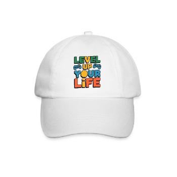Level Up dein Leben – Motiv für Gamer - Baseballkappe - Weiß/Weiß - Vorne