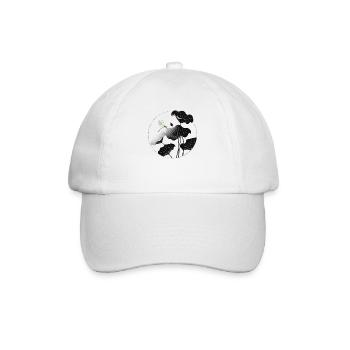 Libelle und Lotusblätter Dragonfly and Lotus - Baseballkappe - Weiß/Weiß - Vorne