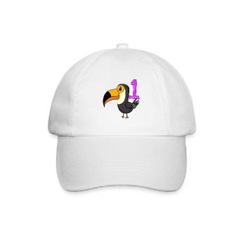 Zahl 1 Nummer Eins - Tukane Vogel Motiv - Baseballkappe - Weiß/Weiß - Vorne