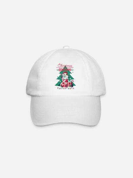 Verspielte Katze im Strumpf - Ugly Christmas Style - Baseballkappe - Weiß/Weiß