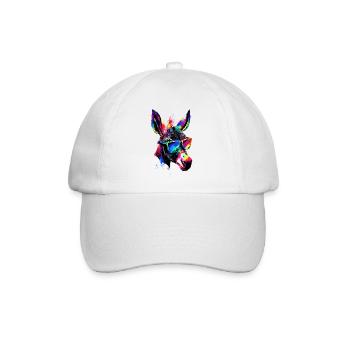 Esel in Bunt Popart Farben Hausesel Donkey Reiten - Baseballkappe - Weiß/Weiß - Vorne