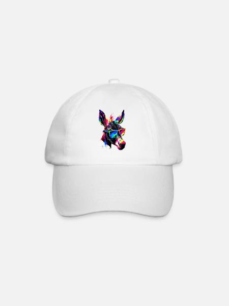 Esel in Bunt Popart Farben Hausesel Donkey Reiten - Baseballkappe - Weiß/Weiß