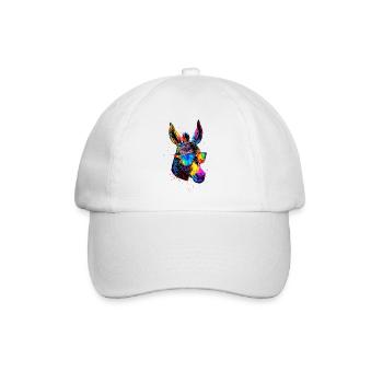 Esel in Bunt Popart Farben Hausesel Donkey Reiten - Baseballkappe - Weiß/Weiß - Vorne