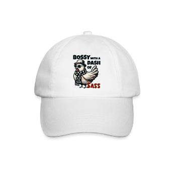 Bossy mit einer Prise Charme – Coole Henne - Baseballkappe - Weiß/Weiß - Vorne