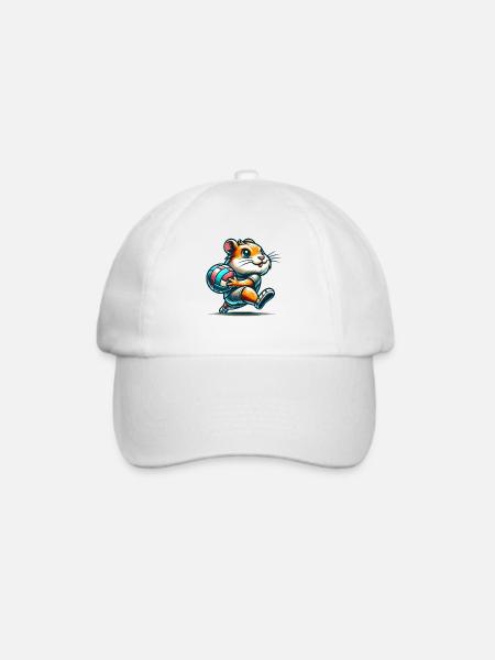 Niedlicher Hamster Mit Volleyball - Baseballkappe - Weiß/Weiß
