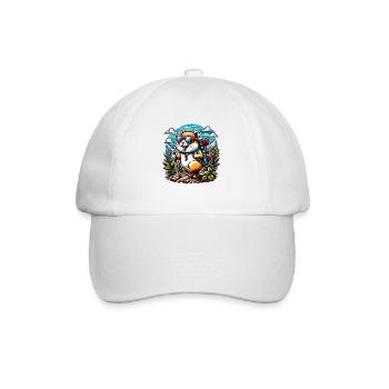 Abenteuerlustiger Hamster Wandern Berge - Baseballkappe - Weiß/Weiß - Vorne